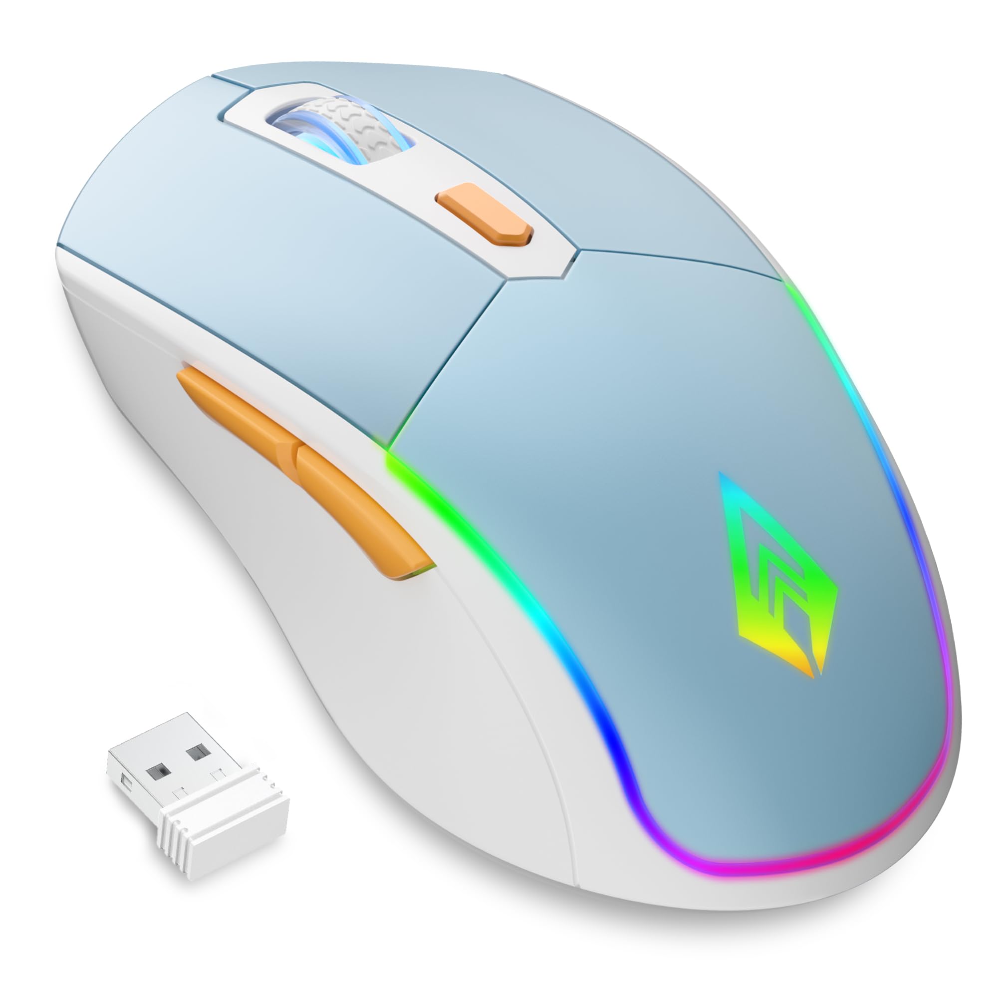 Archer Tech Lab Wireless Bluetooth Gaming Mouse| Tri-Mode (BT 5.3/2.4GHz USB/Wired) 7 RGB Lights, 4 DPI Levels (1200-3200) 500mAh Rechargeable| Ergonomic Lightweight 86g| PC Laptop Mac (Recurve 700)