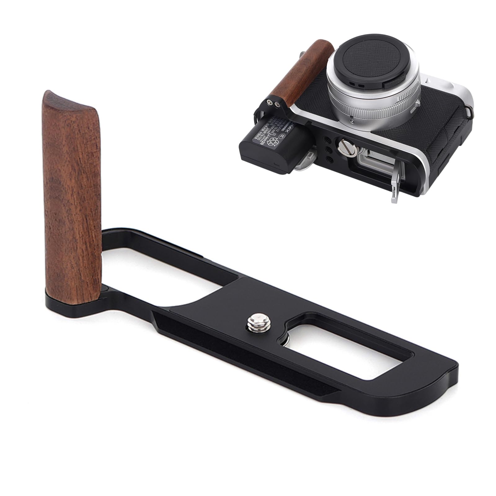 Supporto a L in metallo per Panasonic Lumix L10, colore: nero