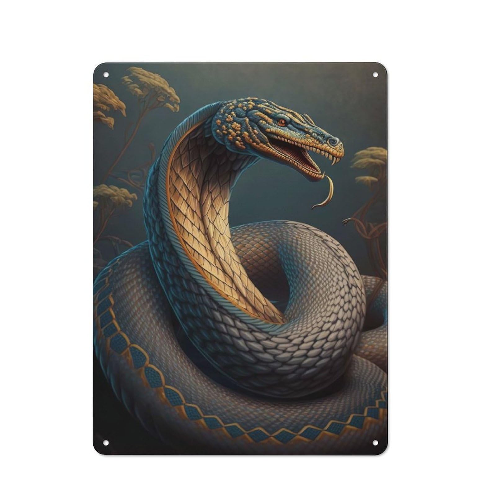Junmoney Snake Wild Life Printed Metal Sign, Clean Printed Wall Decor For City Themed Room, Study Or Gallery Wall, 40X30cm