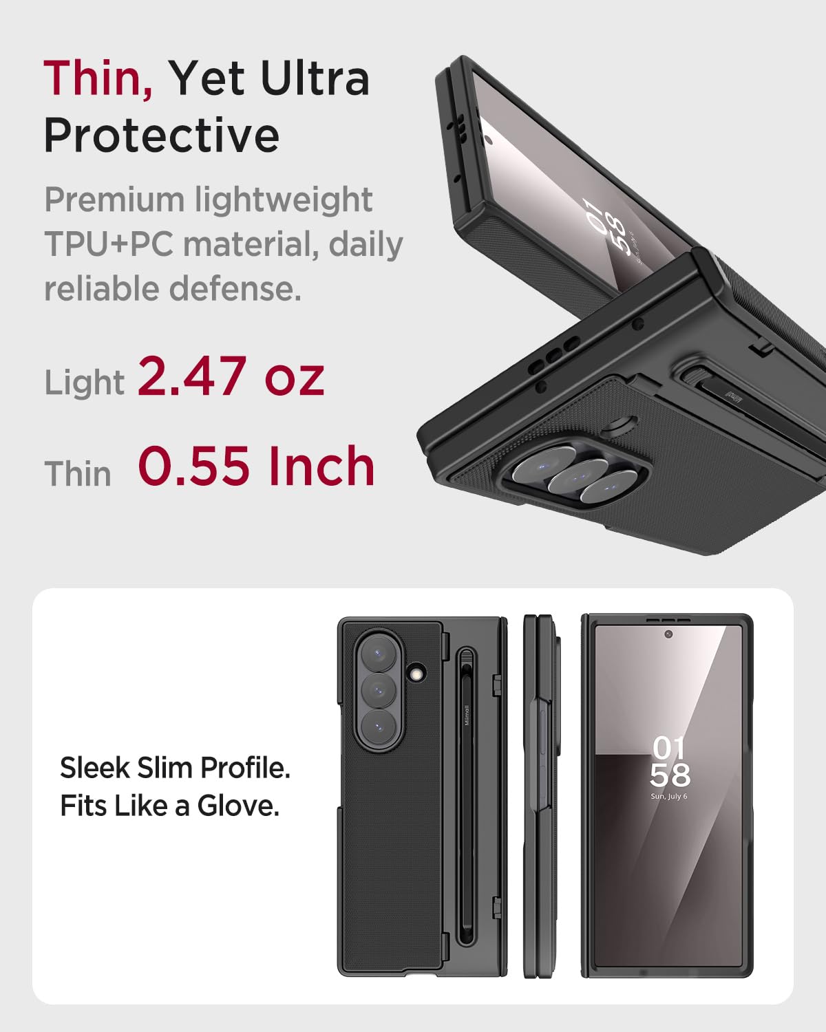 Miimall Custodia per Samsung Galaxy Z Fold 7 con S Pen, [protezione cerniera] [cavalletto pieghevole] [protezione schermo integrata], antiscivolo, sottile, resistente, antiurto, copertura integrale