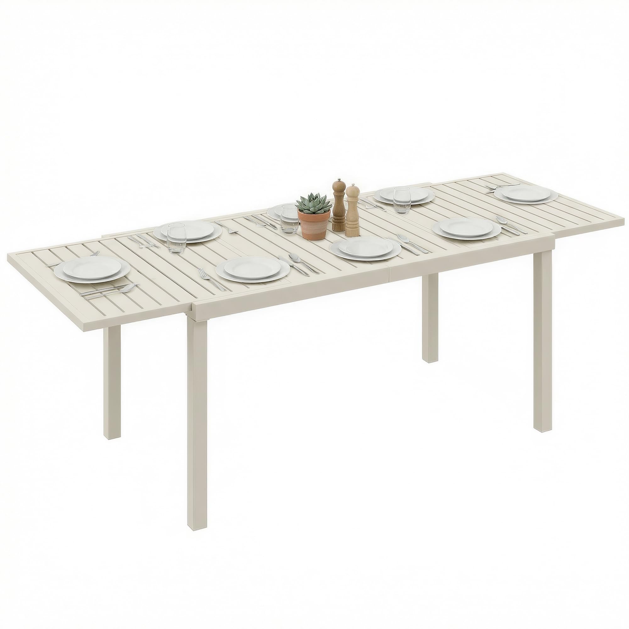 Outsunny Table de Jardin Extensible 150-225 cm Aluminium Anti-Rouille Blanc
