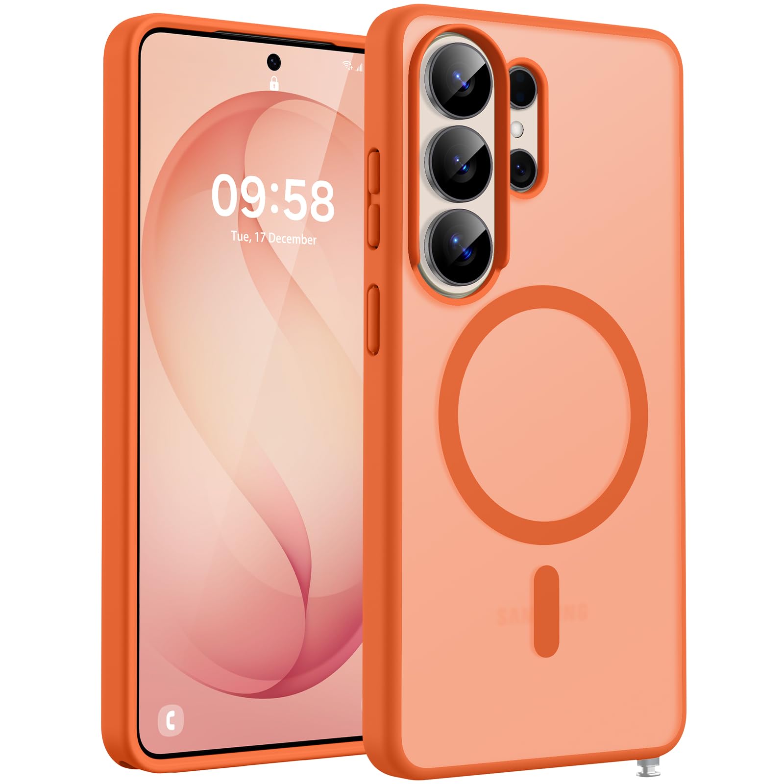TOCOL Hülle für Samsung Galaxy S26 Ultra, Kompatibel mit Magsafe, Eingebauter Magnetring, Stoßfest Kratzfest Transluzente Matt Magnetisch Handyhülle für Galaxy S26 Ultra 5G Case 6,9 Zoll, Orange
