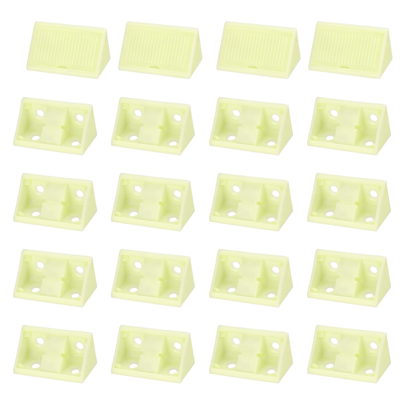 sourcing map 20pcs Plastic Corner Braces 42 x 20 x 20mm L-Shape 90 Degree Right Angle Brackets Corner Braces with Cover & Screws for Furniture Support Chairs Wood Shelf Cabinets Box, Beige
