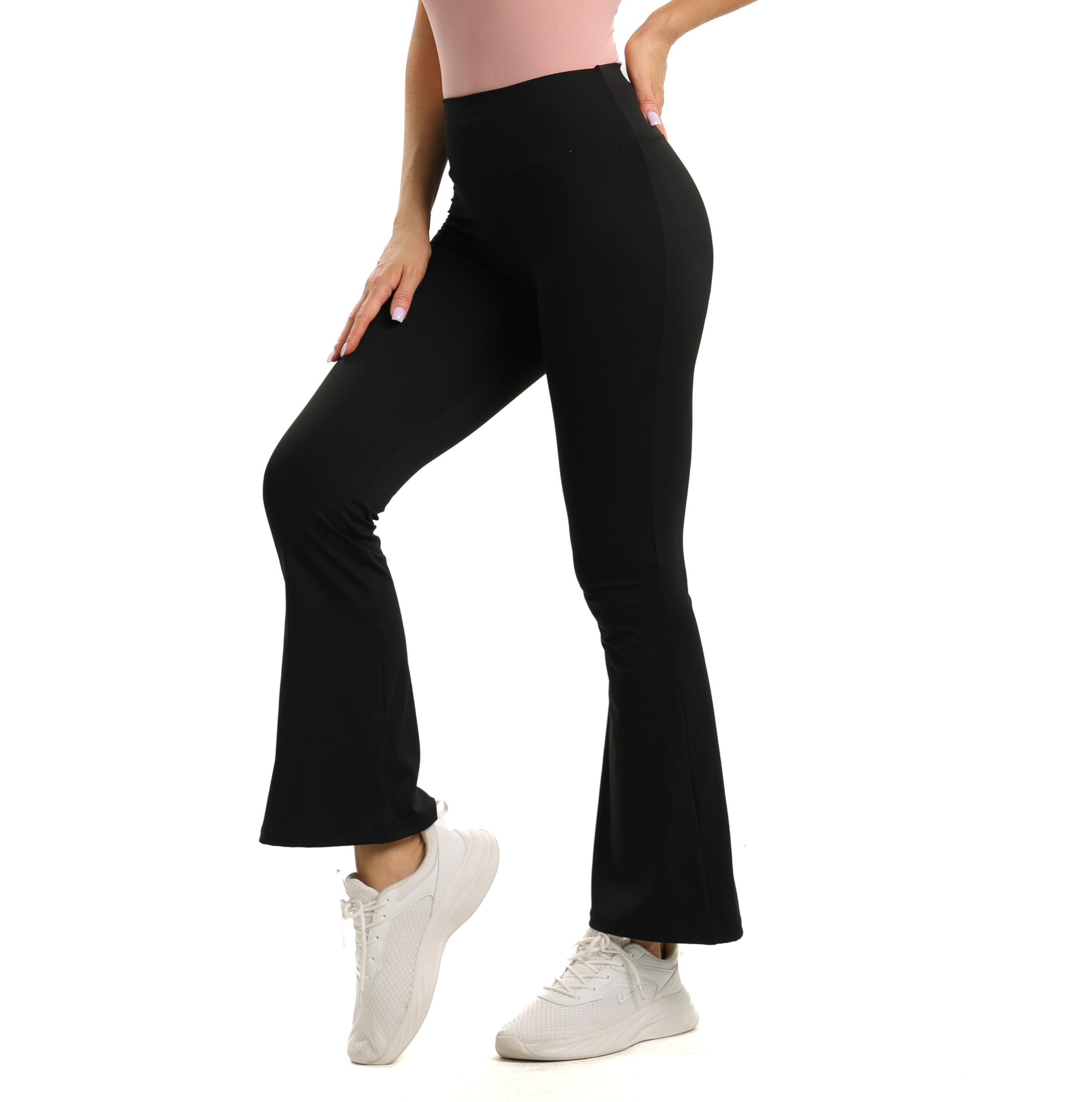 Hillblake Women's Black Flared Yoga Leggings Bootcut Leg With Butt Lifting Feature (Uk,8,)