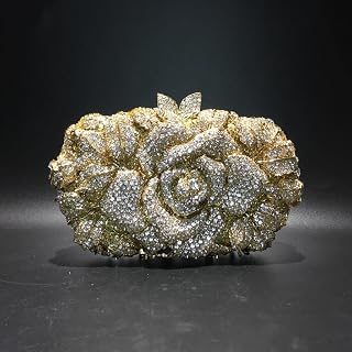 GENERIC Hollow Out Crystal Floral Diamond Evening Clutch Bag Evening Bag Party Wedding Purse Pochette Purse (Color : As Shown, Size : One Size)