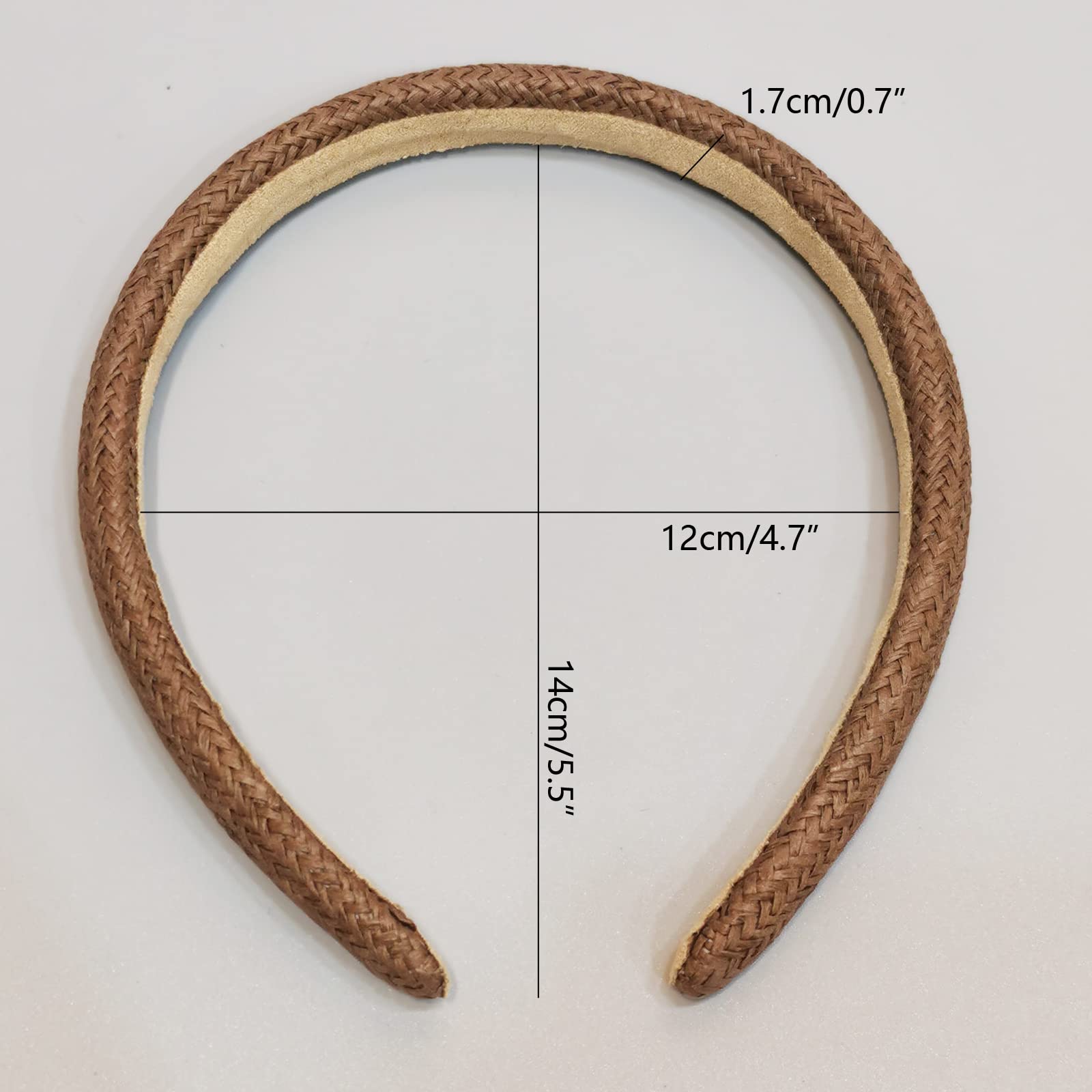 i-lan 4-pak prostych rattanowych opasek na głowę, 15 cm, wygodne, białe, beżowe, czarne, brązowe opaski na głowę o szerokości 5 cm, wyściełane opaski do włosów w stylu boho, nakrycie głowy dla