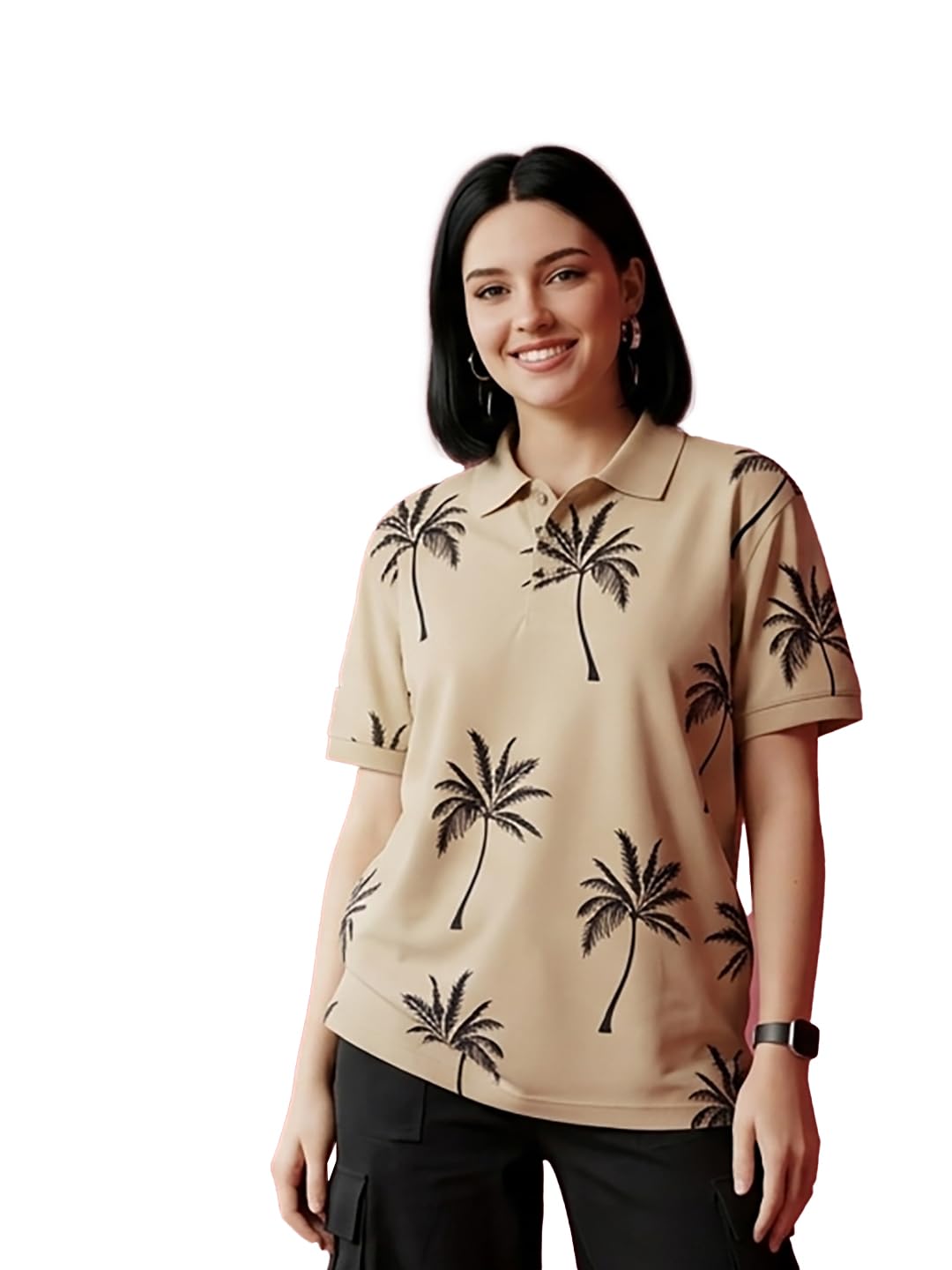 Women Printed Polo |Neck |Half Sleeve Tshirt-picture-53