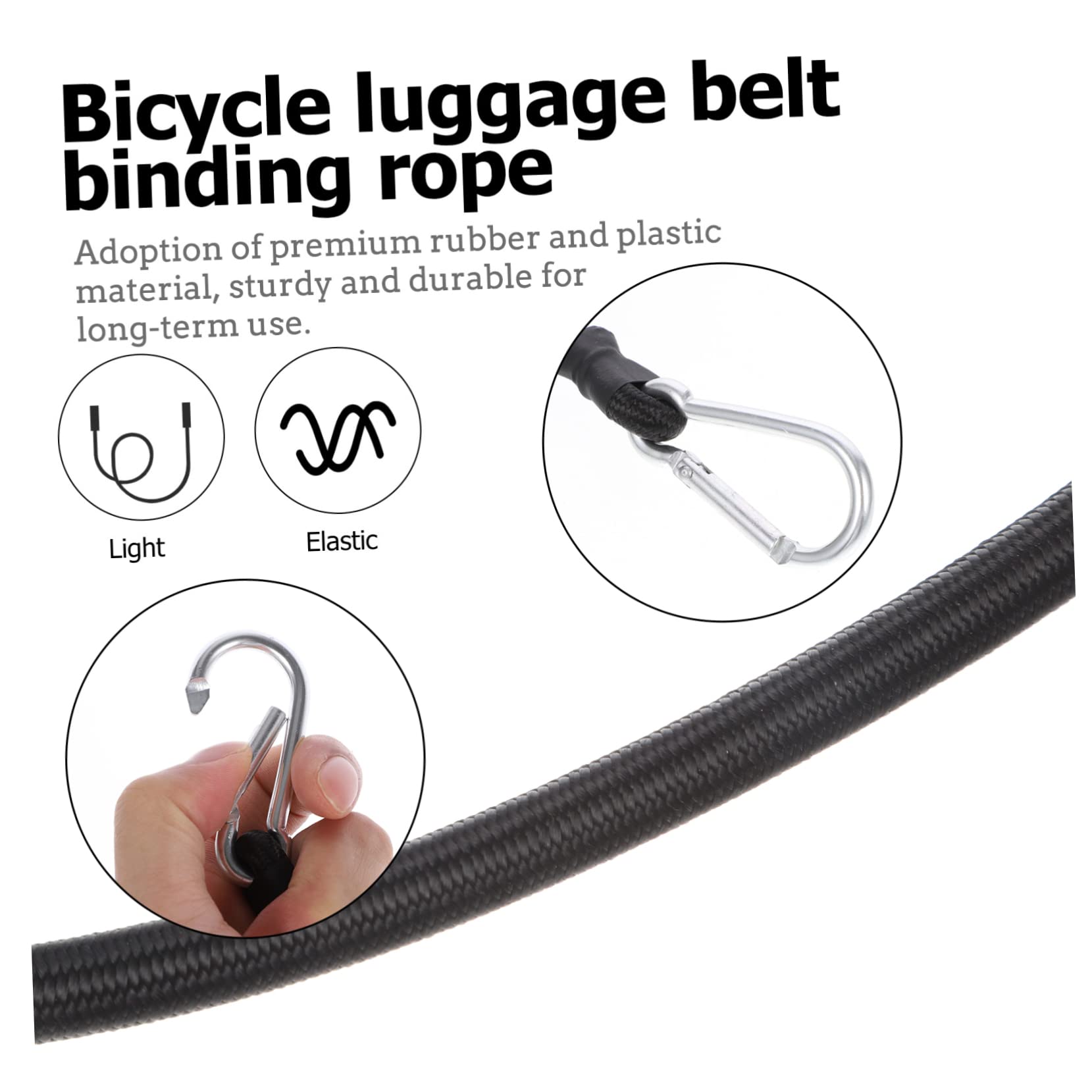 6pezzi Corda Elastica Nera Resistente con Ganci per Bagagli da Bici Cinghie Elastiche con Ganci Utili e Pratiche per Fissare Merci
