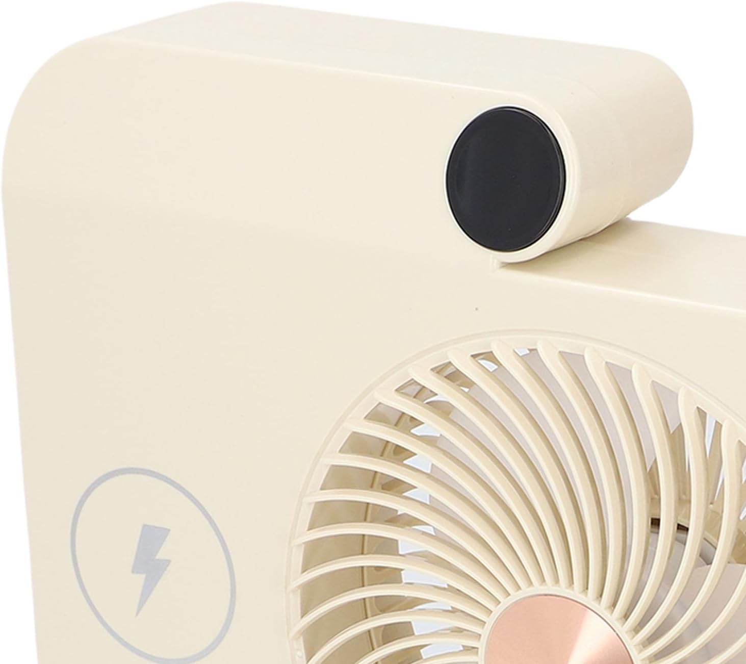 Desk Fan Quiet Portable 100 Speed Wireless Charging Station for Mobile Phones Dorms and Home Use White (Beige)