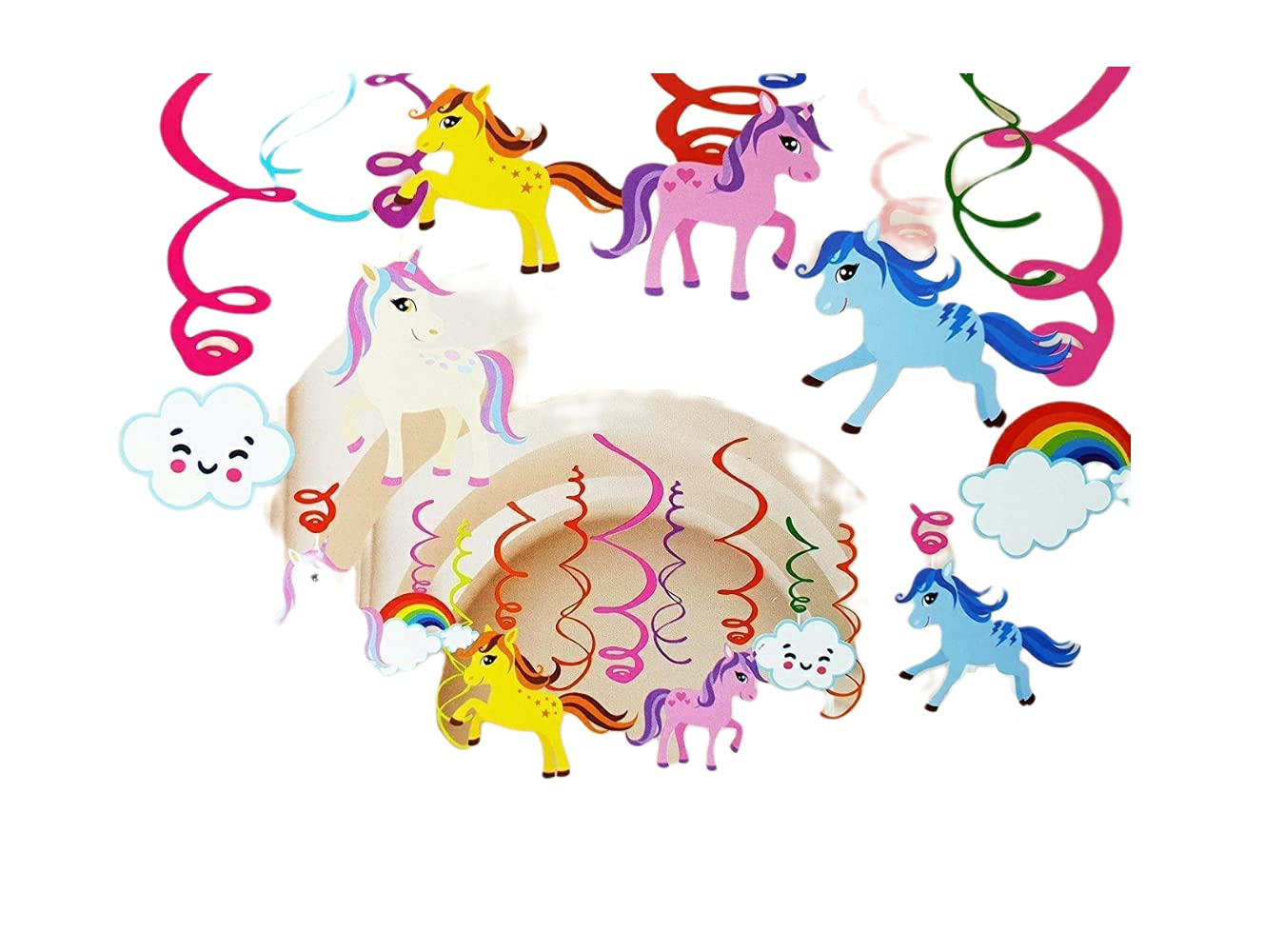 FunBlast Unicorn Theme Birthday Decorations Swirls Hanging Decorations 12 Pcs for Girls Party Decoration, Ceiling Decor Supplies, Swirl Backdrops, Magical Decorations