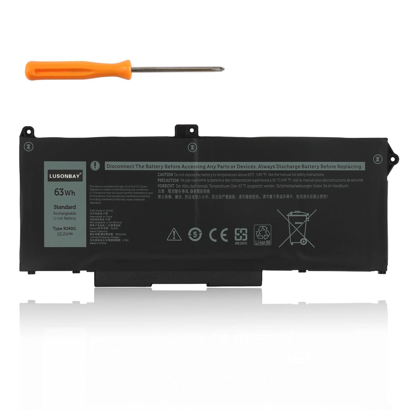 RJ40G - Batería para portátil DELL Latitude 14 5420 Latitude 15 5520 Precision 15 3560 Series P137G P137G001 P104F P104F001 P104F002 005R42 075X16 01K2C2CC2 F WY9D X 0WK3F1 0M3KCN 15.2V 63WH