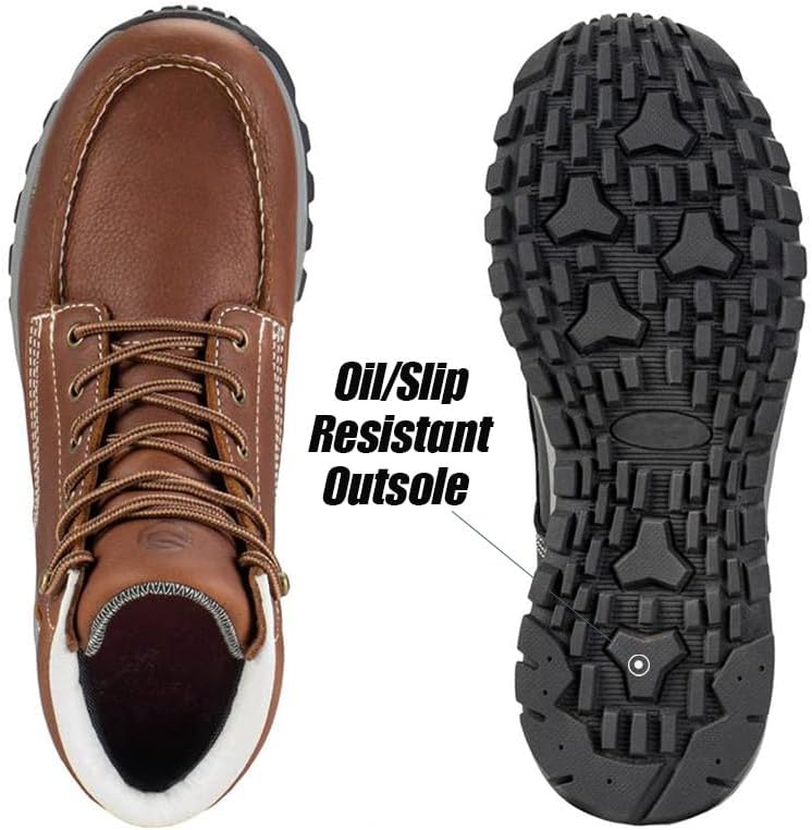 SUREWAY Men's Lightweight Casual Wedge Soft Moc Toe Work Boots,Comfort Insole, Superior Oil/Slip Resistant,Men's Construction Industrial Safety Working Boots/Shoes - Black - Image 4