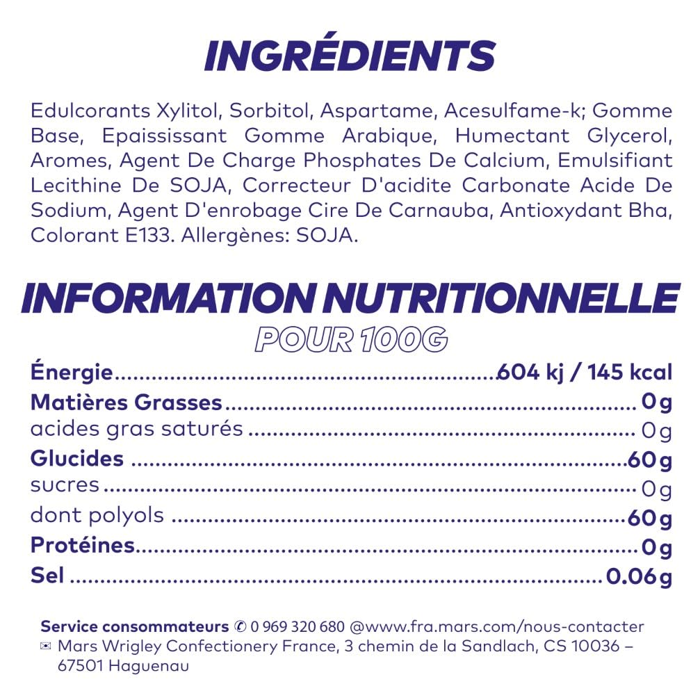 FREEDENT WHITE Chewing Gum Sans Sucre Goût Menthe Verte 1 Boîte 60 Dragées Grand Format