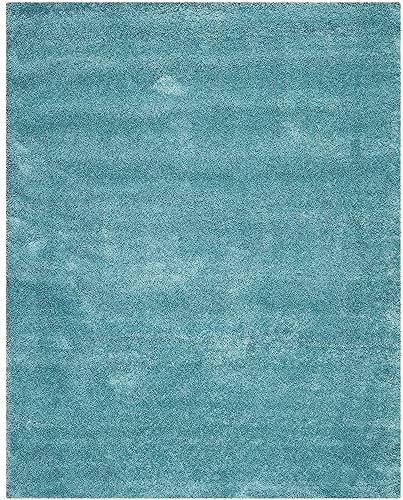 Image of Handmade 2 Inch Pile Height Super Soft Touch Export Quality Plain Shag Rectangular Carpets For Home Size 5X5 Feet Color Sky Blue