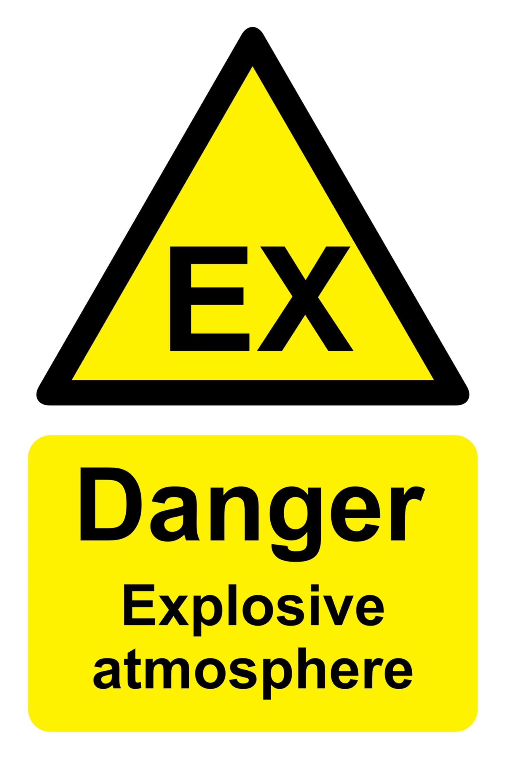Warning Danger Explosive Atmosphere Safety Sign - Self Adhesive Sticker 200mm x 150mm Case (Pack of 10)