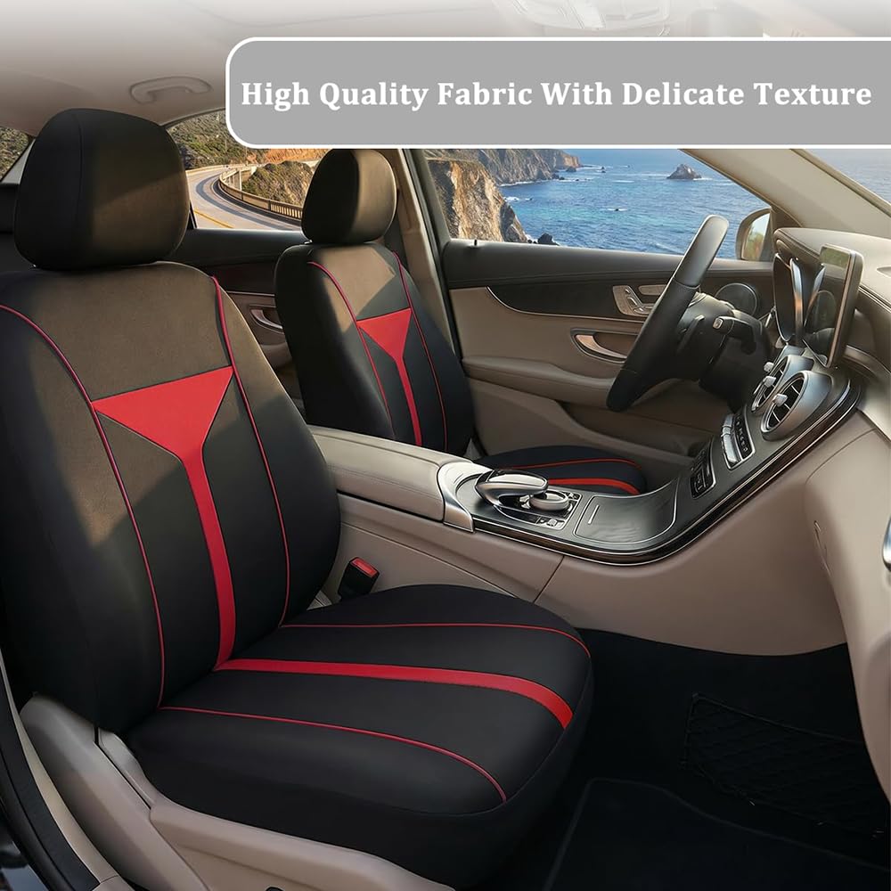 Funda Asiento Coche para Dodge Avenger/Caravan Grand Caravan, Algodón Elástico Suave Transpirables y Cómodas Protección 4 Estaciones,B Red