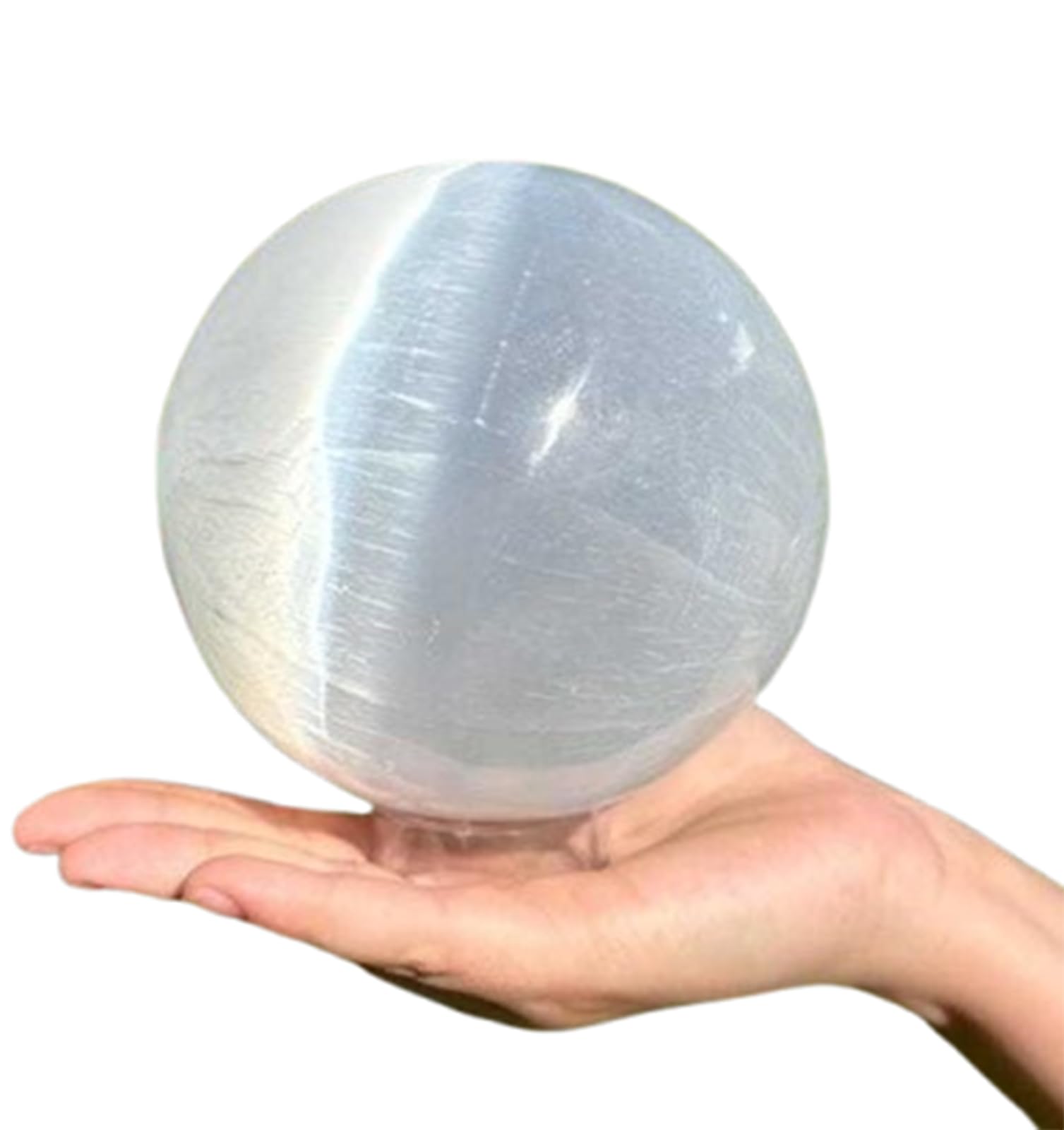 NHDVDVAV Selenite Crystal Decorative Sphere,Energy Stone Crystal Ball Hand Polished, Ideal for Reiki, Chakra, Feng Shui, Meditation, and Healing,6cm