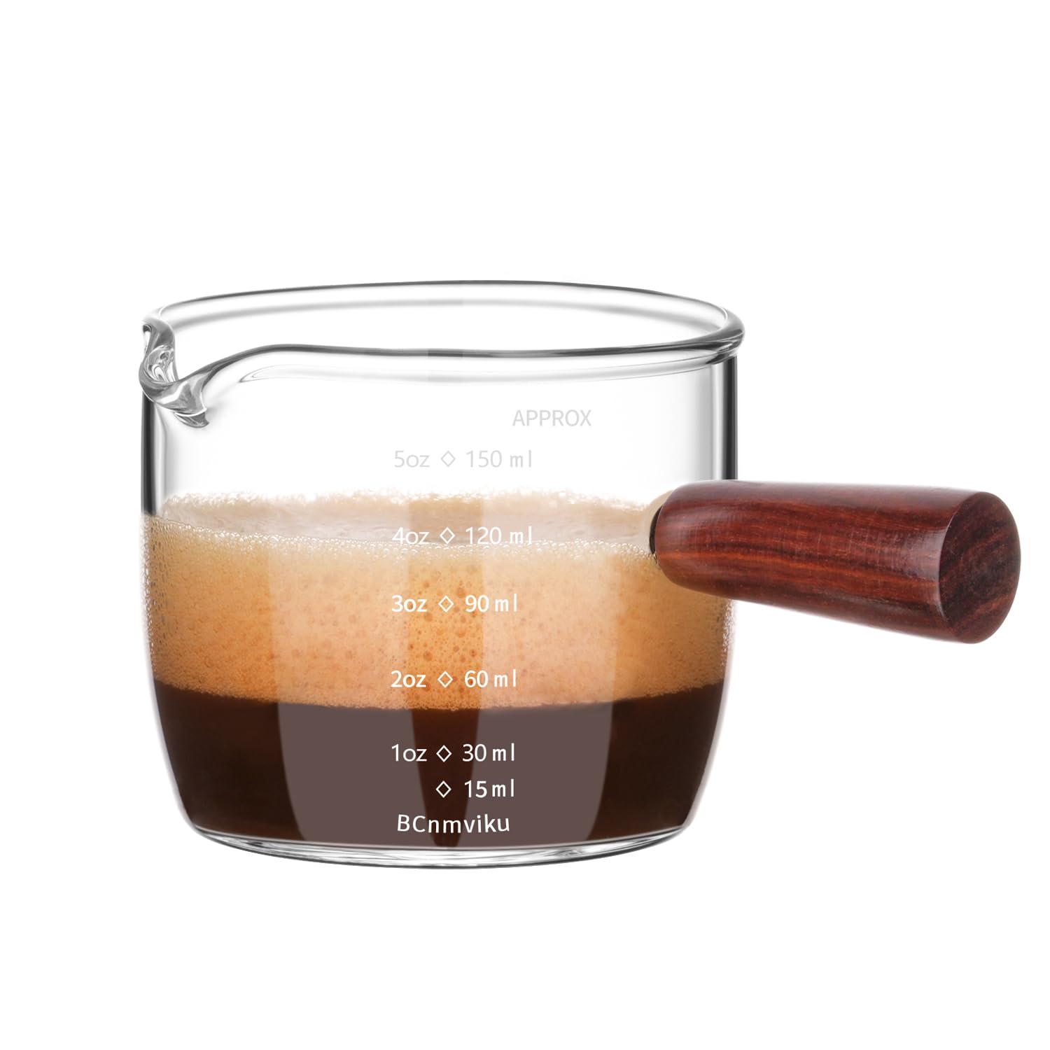 Verre à shot expresso en borosilicate robuste et manche en bois noble