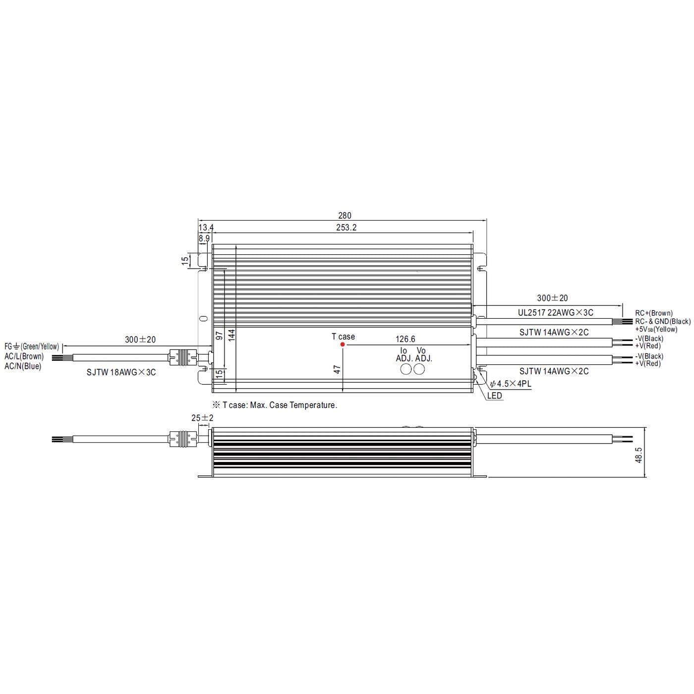 MeanWell HLG-600H-24A 600W 24V 25A LED Netzteil IP65