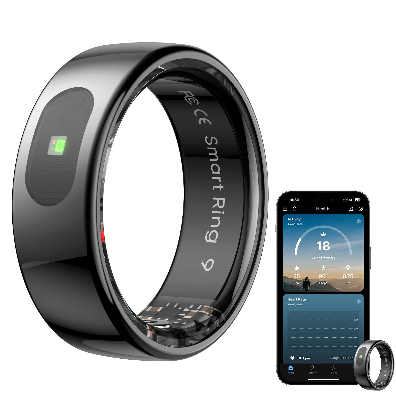 Amazon.com: Smart Ring Health Tracker for Women & Men, Fitness Ring ...