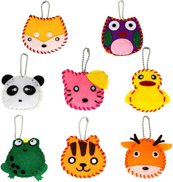 8Pcs Felt Sewing Craft Kit for Kids Fun Sewing DIY Craft Ornaments Kids Educational Sewing Craft Kits for Beginner Children