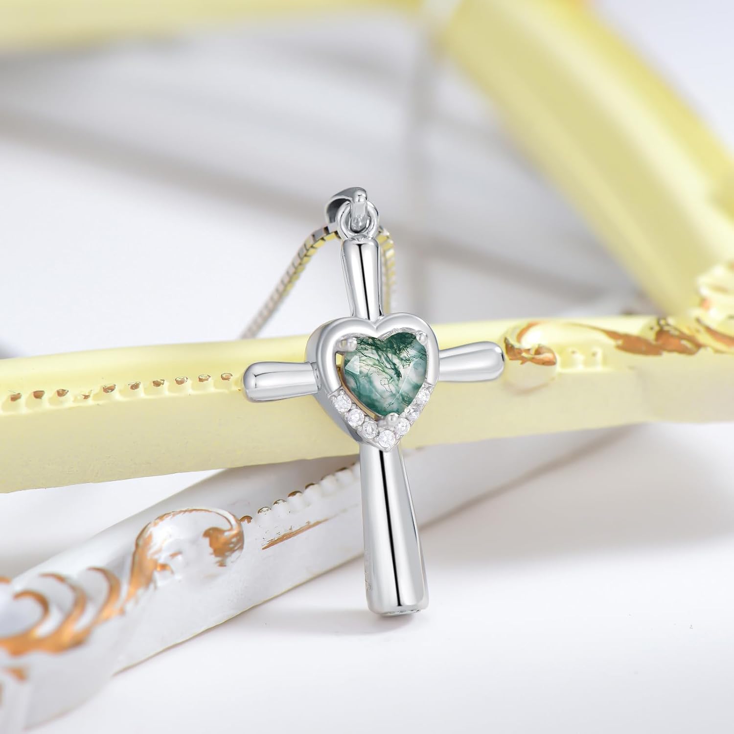 Cross Urn Necklace for Ashes 925 Sterling Silver 12 Birthstones Cross Heart Cremation Necklaces for Loved Ones Ashes Memorial Keepsake Jewelry - Image 3