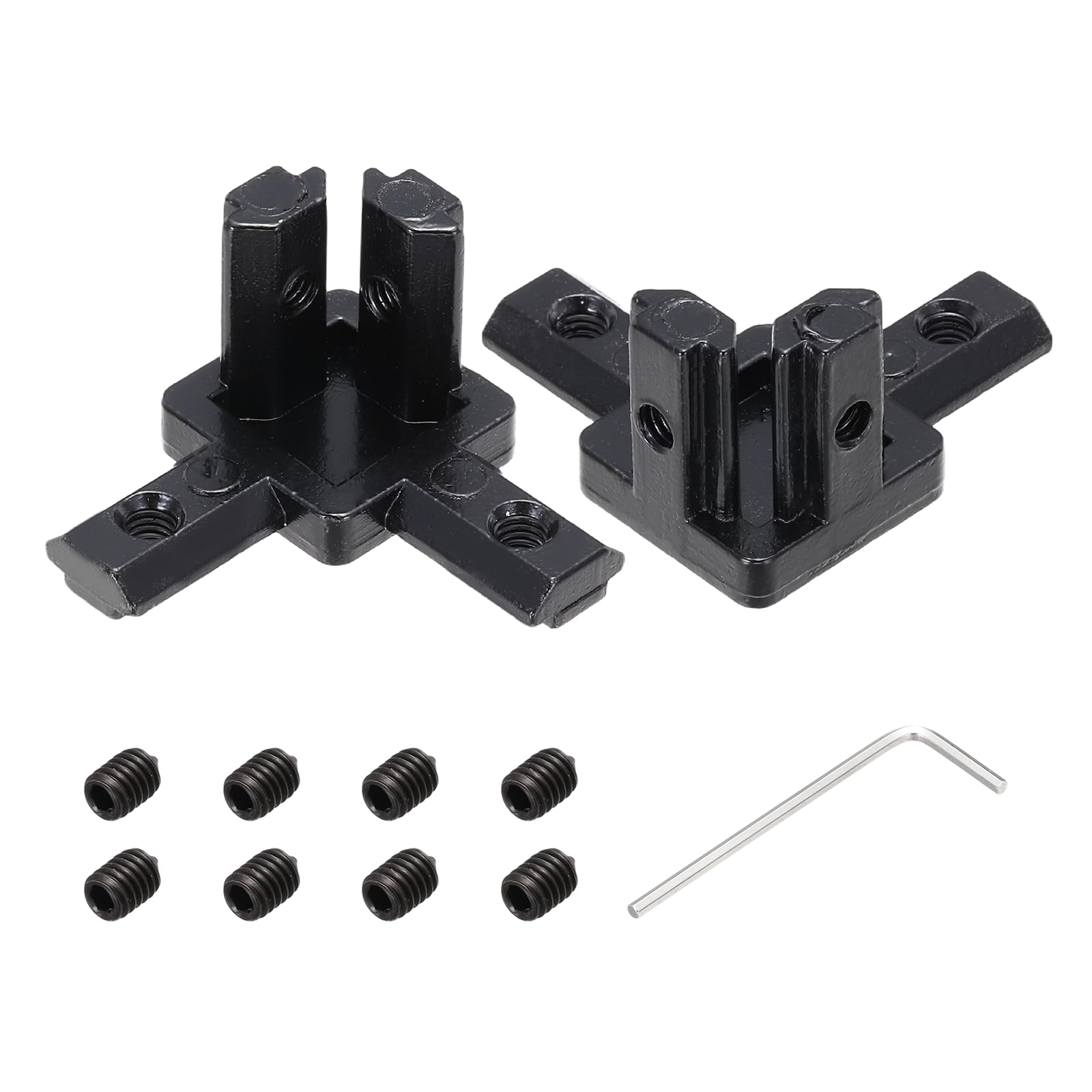 sourcing map 2Pcs 3-Way End Corner Bracket Connectors for Euro-Standard 2020 Aluminum Extrusions t Slot Connector for Industrial Aluminum Connections Printer Frame Accessories, Black