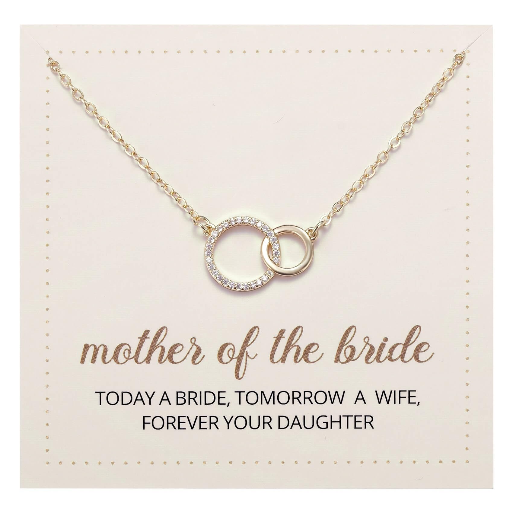 Kvekstio Wedding Day Mother of the Bride/Groom Gift, Minimalist Interlocking Circles Pendant Necklace Jewelry Gift for Mother