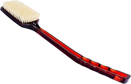 Bass Brushes Cepillo de baño y cuerpo de grado esteticista Cerdas 100% naturales FIRM Mango acrílico de alto pulido Estilo cuadrado Acabado de