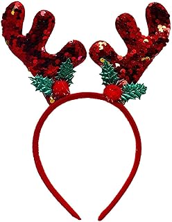 طوق للرأس بتصميم على شكل غزال مزين بالجليتر للكريسماس - متعدد الالوان