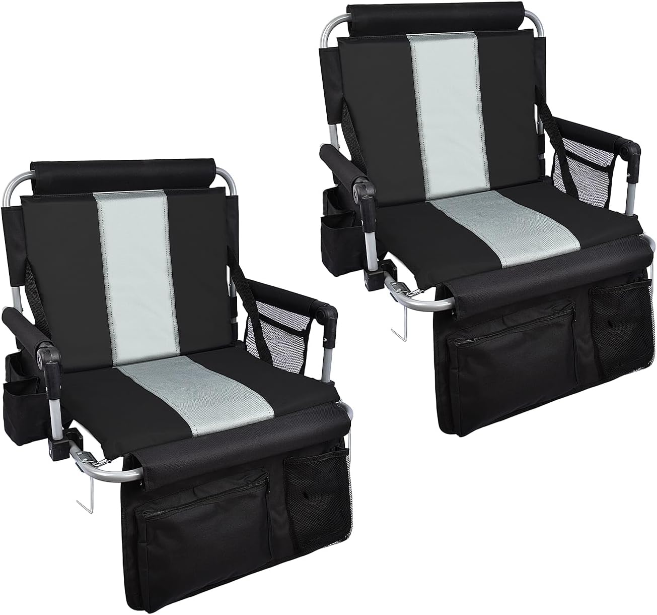 Photo 1 of Stadium Seat with Back Support, Portable Fording Bleacher Chair with Cushion and Armrest, Cup Holder, Mesh Bag and Hidden Hook, Football, Soccer