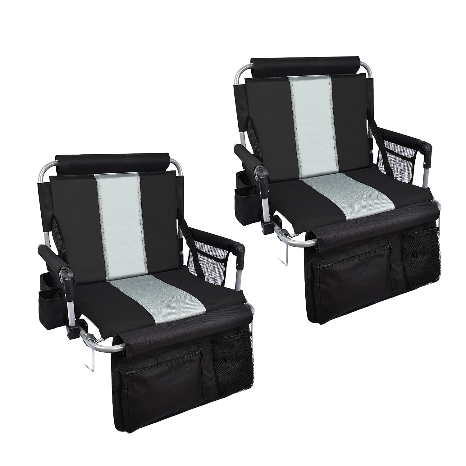 Stadium Seats for Bleachers with Back Support, Bleacher Seats with Backs and Cushion Wide, Stadium Chairs with Cup Holders, Mesh Bags and Hide Hooks, for Basketball and Football Bench Seats