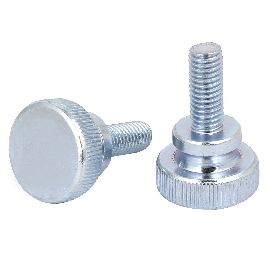 uxcell M8x20mm Flat Knurled Head Fully Threaded Thumb Screws Bolts Fastener 2pcs