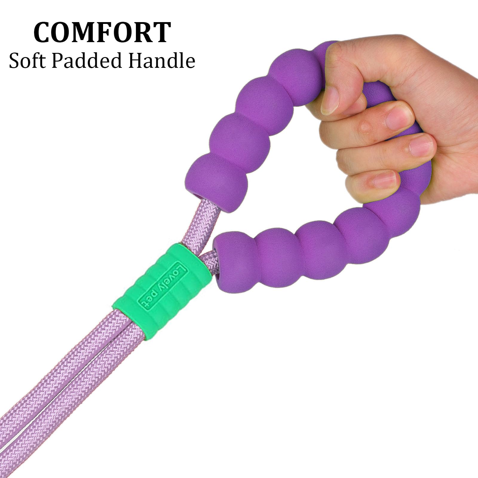 JSXD Correa para perro, correa de entrenamiento resistente de 5 pies, doble asa, cómoda, acolchada, manos libres, correa cruzada ajustable para perros pequeños, medianos y grandes (morado)