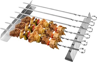 Hydrogarden BBQ Skewer Rack Set, 2 Kebab Racks and 6 Barbecue Skewers, Stainless Steel Meat with Holder, Universal Skewers Accessories for Gas Grill, Charcoal Grill, Smoker
