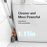 Vista 5 de AIR U+ Cepillo de lechada con mango largo cepillo de limpieza giratorio de 180° con pinzas para sujetar el cabello en forma de V cepillo de lechada