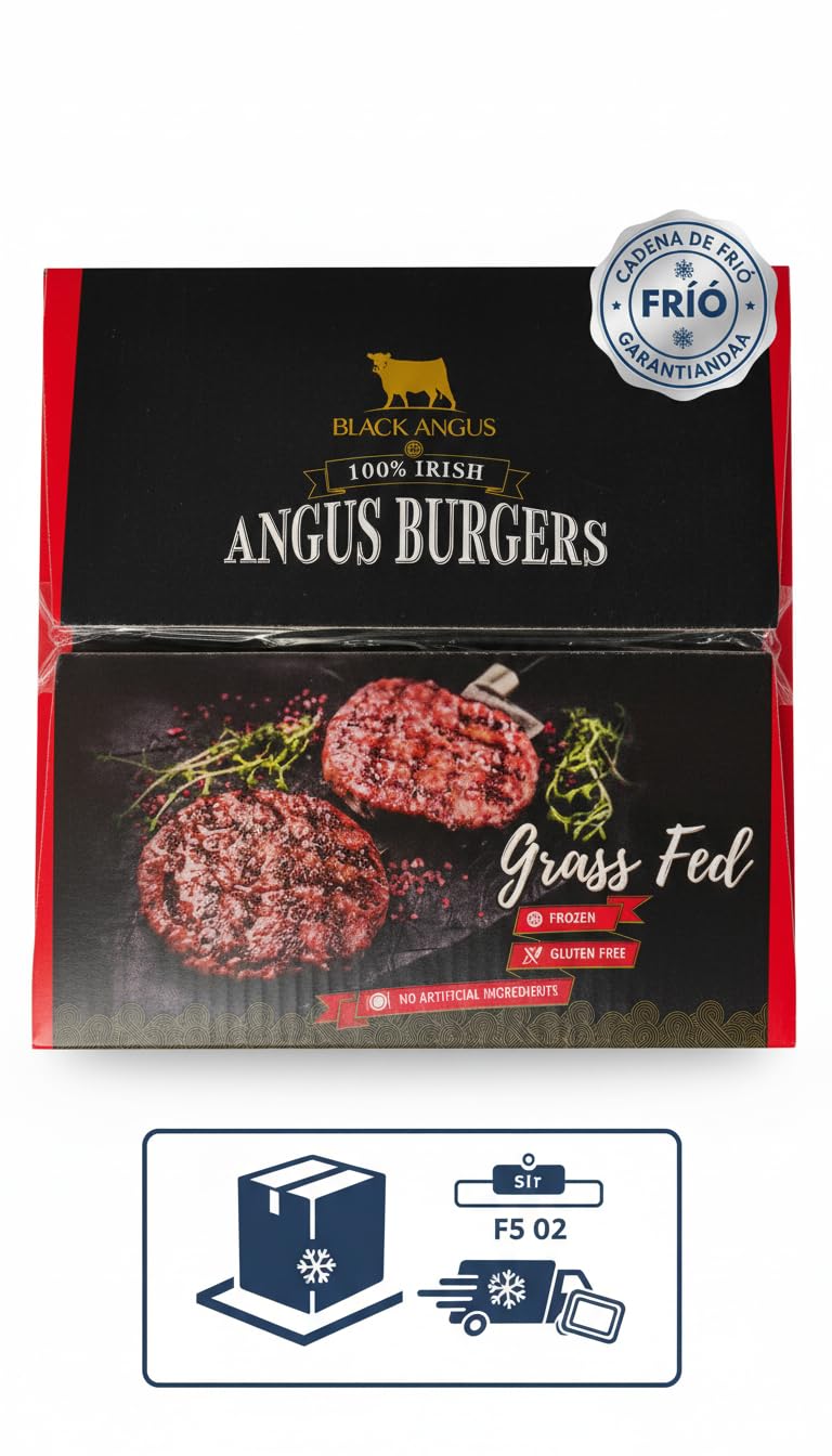 Hamburguesas Black Angus 100% Carne de Vacuno Irlandesa - Pack 20 x 170g - Producto Refrigerado - NEXU