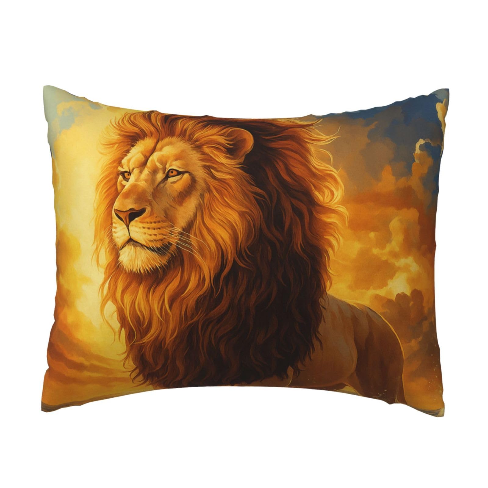 Majestic Lion Standing in Waves Pillowcase Soft Plush with Zipper Decorative Pillowcovers 16x20 in