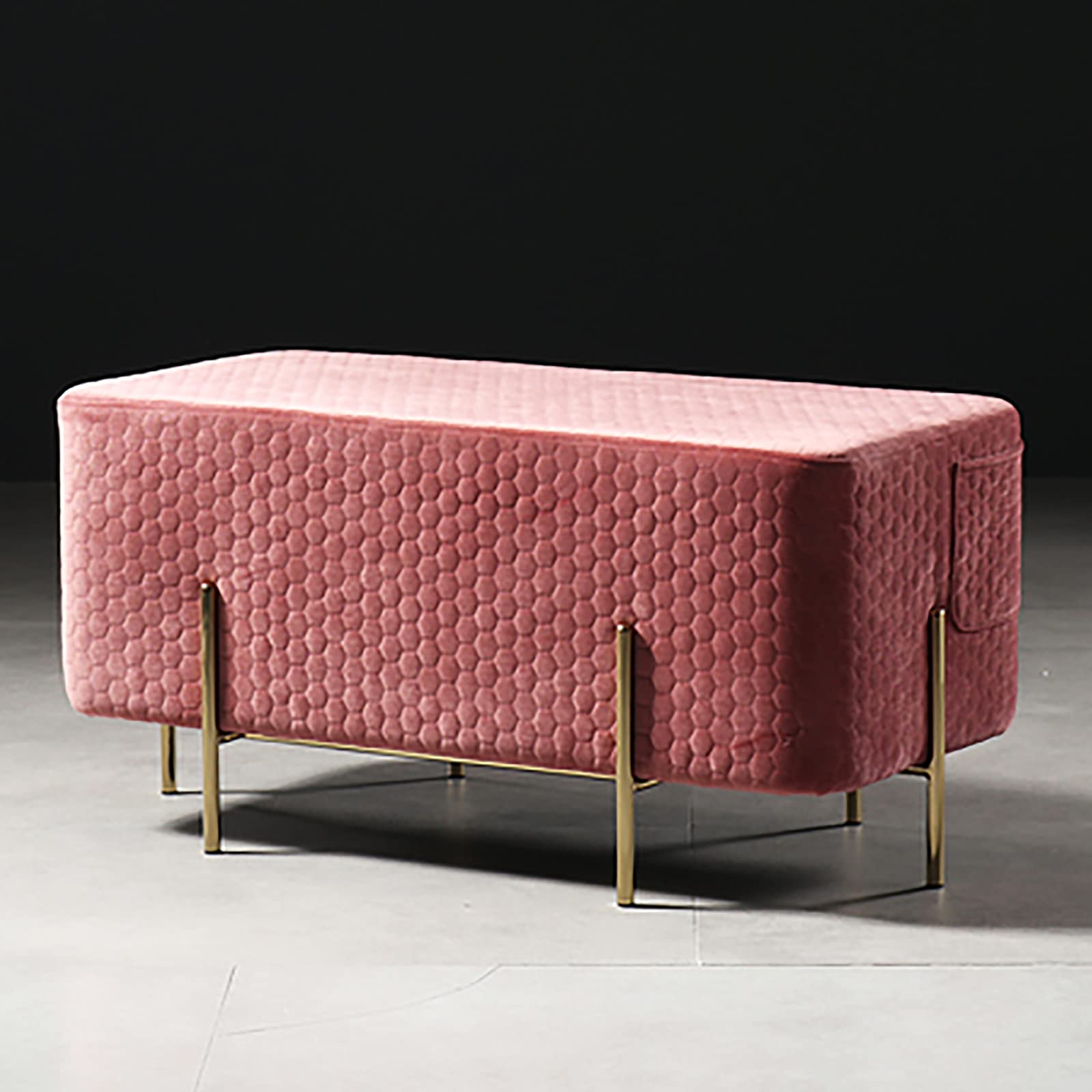 SXZenSpace Soft Velvet Bench Seat,Premium Upholstered Footrest Accent Sofa Bench,Modern Shoe Changing Stool Multifunction Benches-B-Pink 88x45x44cm(35x18x17inch)