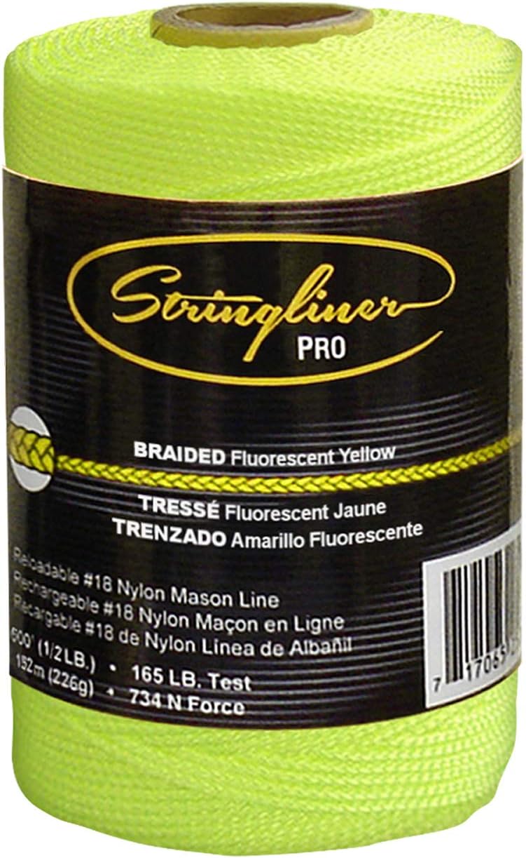 Komelon N6300 300-Feet Steel Tape Measure and Stringliner Braided Mason Line Replacement Roll Contractor Pack 500' - Fluorescent Yellow (Pack of 6)