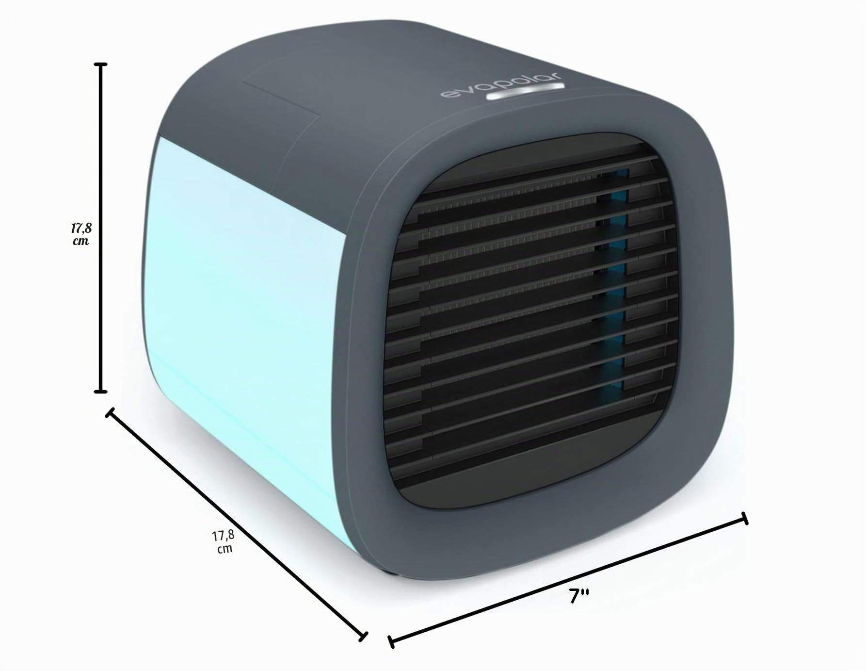 Evapolar evaCHILL Rafraichisseur d’Air Humidificateur Personnel à Évaporation - Ventilateur Portable Silencieux pour Maison, Bureau, Voyage - Connectique USB et Lumière LED Intégrée - Gris Small