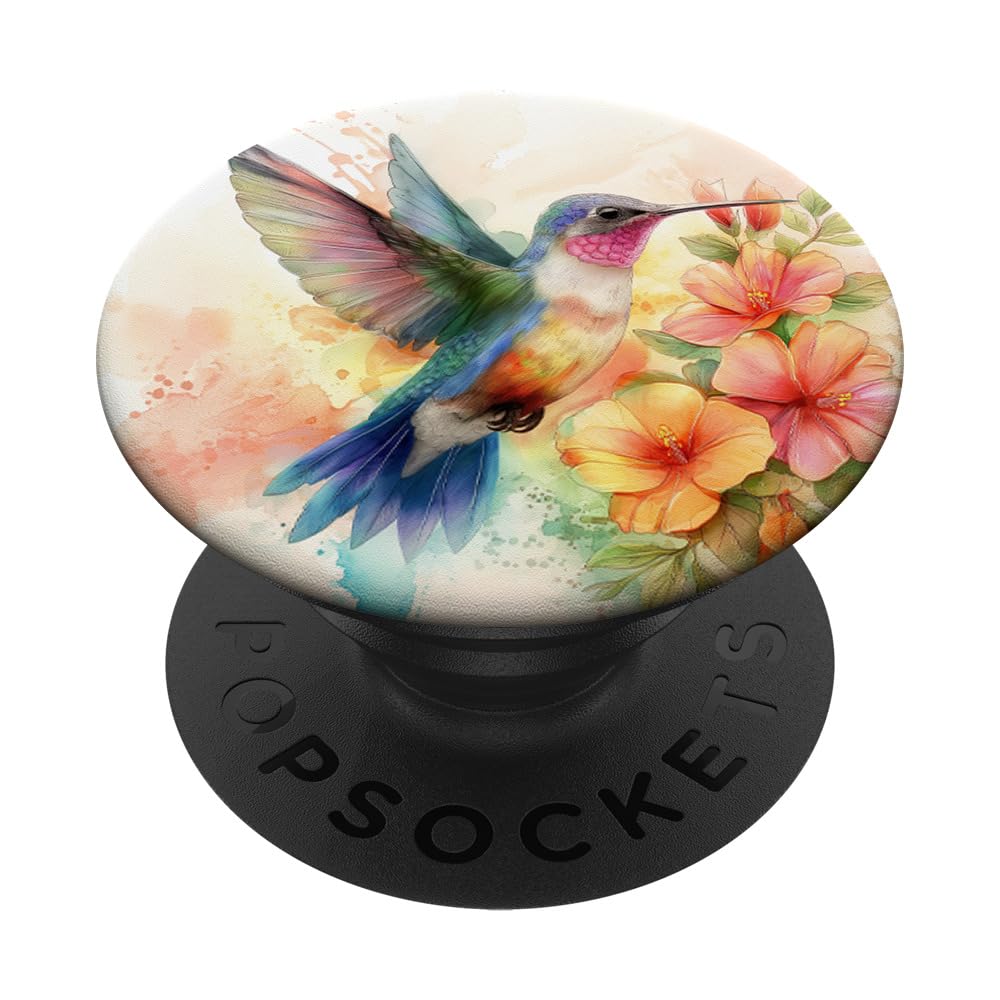 Colorful Hummingbird Watercolor PopSockets Adhesive PopGrip