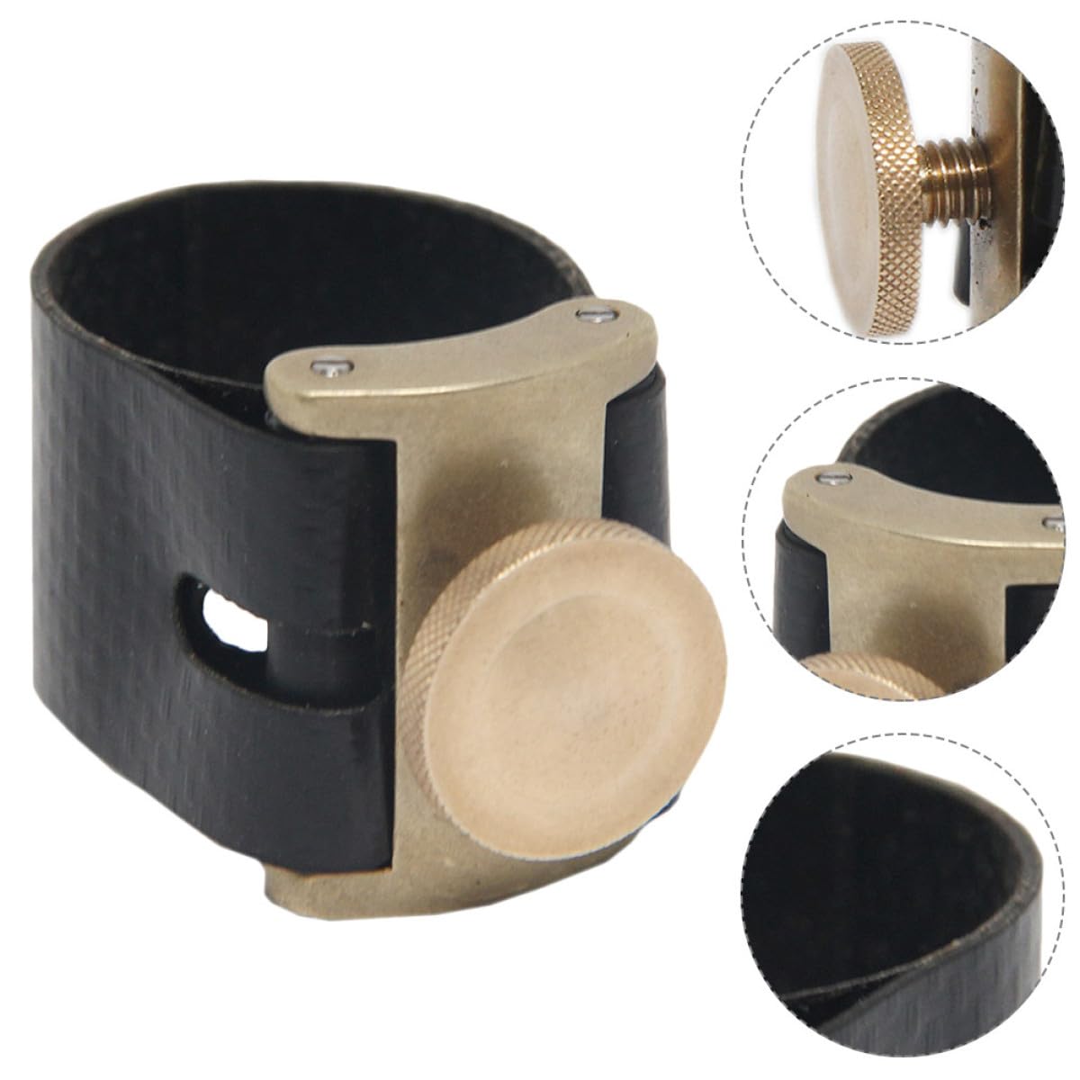 IMIKEYA Ligadura para Saxofón Alto Ligera y Resistente Soporte Confiable, Accesorio Metálico Pu Adecuado para Músicos Profesionales