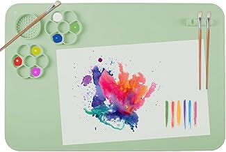 SOQKEEN Tapis Peinture Enfant Silicone, 60 × 40 cm Grand Tapis d'artisanat en Silicone Antiadhésif Pliable pour la Artisanat Découpage, Création Artistique, l'argile et les Projets de Bricolage (Vert)