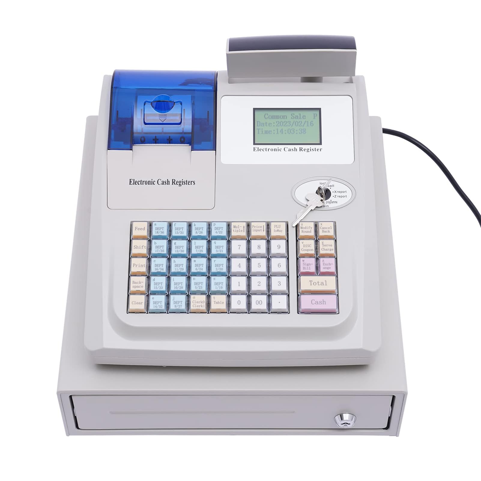 Caja registradora electrónica, Caja registradora para pequeñas Empresas, Sistema TPV, 48 Teclas, Caja registradora LED Digital, para restaurantes, supermercados, comercios minoris