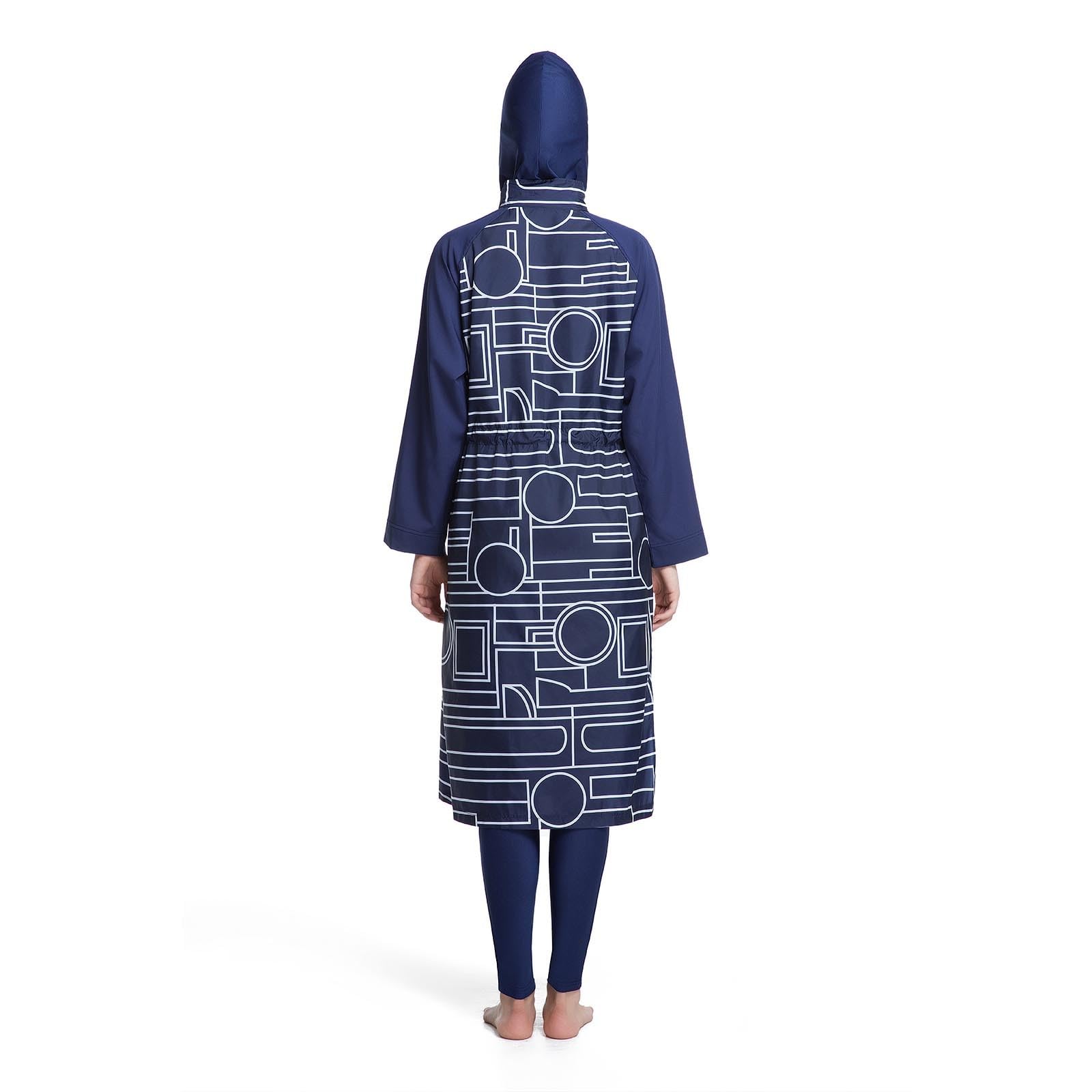 Generisch Badeanzug Damen Muslim Große Größen 3tlg Set Rash Guard Langarm Ganzkörper Schwimmanzug Schwimmkleid + Schwimmhose + Hijab Badeanzug Islamische Schwimmkleidung UV Schutz