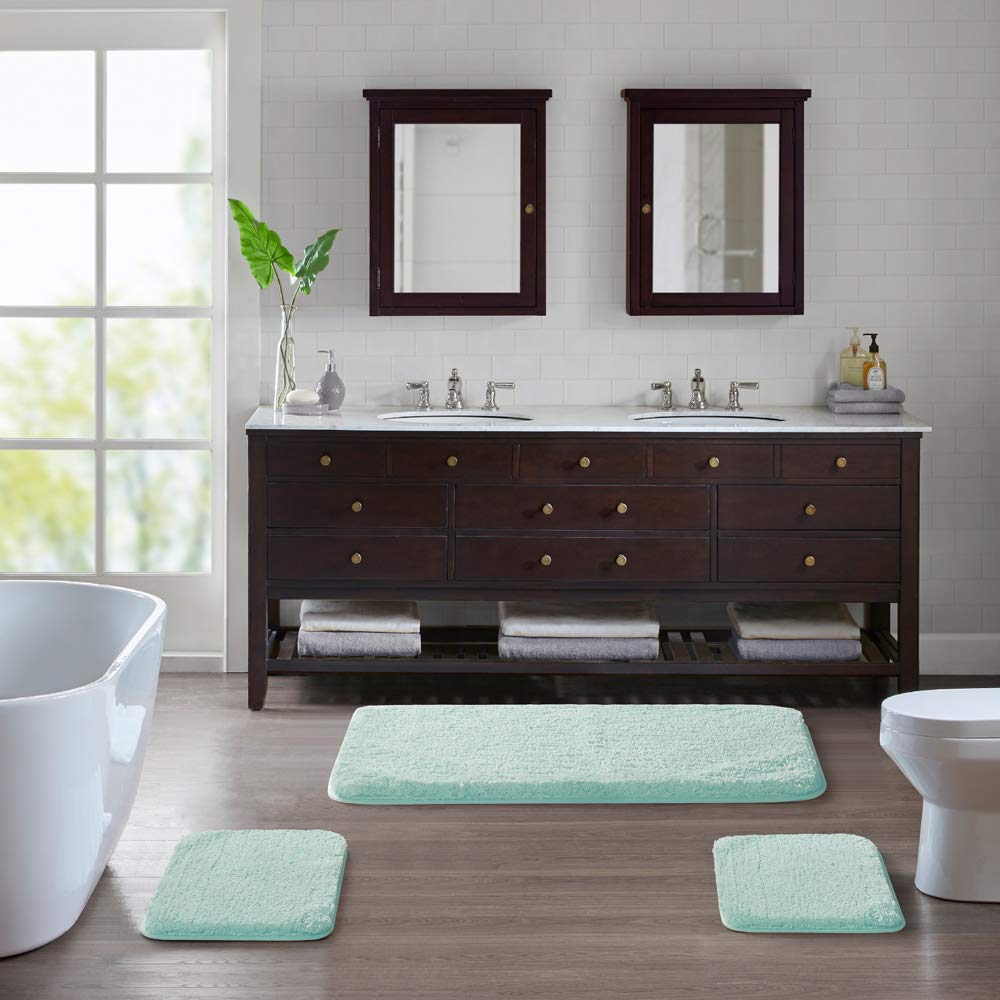 Suchtale - Tappeto da bagno antiscivolo per bagno, assorbente, in morbida microfibra, lavabile in lavatrice, per il bagno 20" x 32" acqua