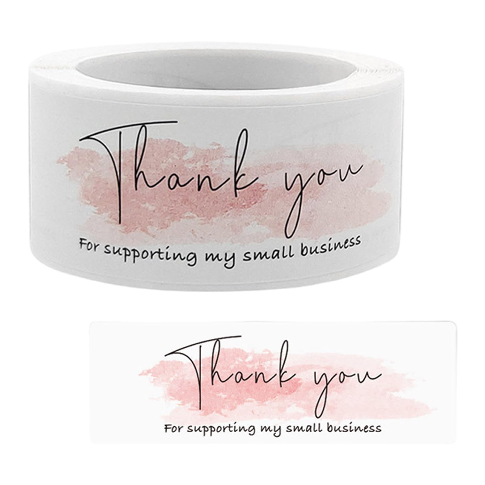 hogtnd 1 Roll Thank You Label Stickers, Adhesive Roll for Small Business, Retailers, Shops and Gift Wrapping Adhesive Label Stickers