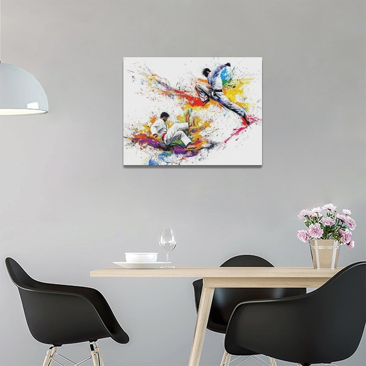 Quorin Banksy Jiu Jitsu Wall Art Colorful Sport Pictures Judo Sports Wall Decor Street Graffiti Canvas Print Painting Artwork for Gym Living Room Bedroom 12"x16" image 3