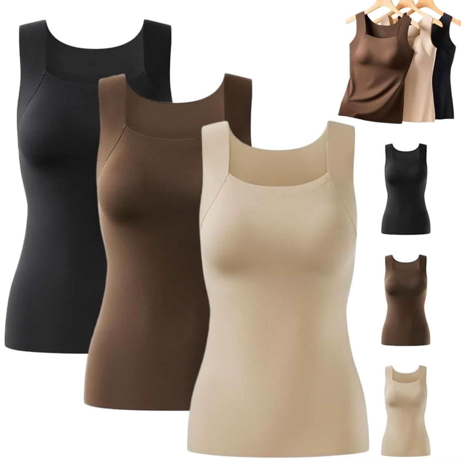 Shamfreshen U Neck Shapewear Built-in Bra Canotta,Donne High Support Tummy Control Shapewear Canotte